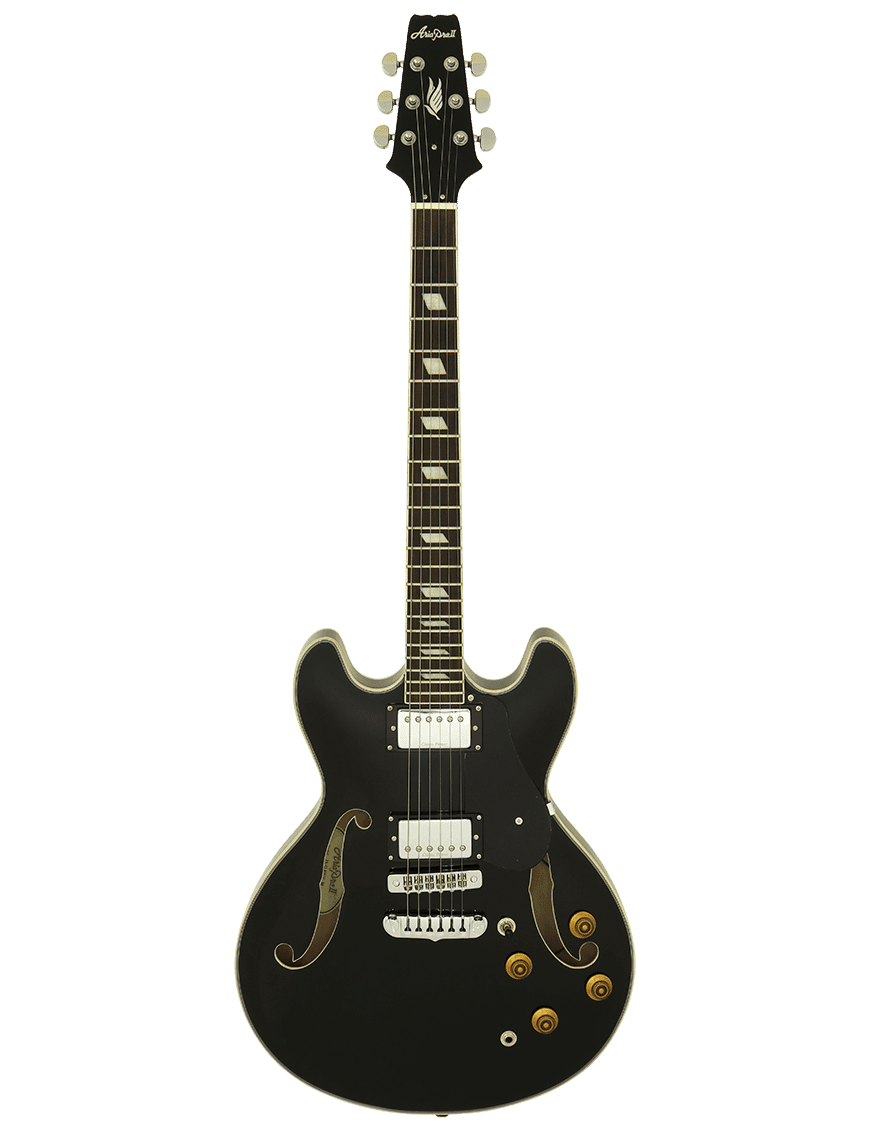 Aria® Ta-Class Guitarra Eléctrica Semi-Hollow 335 Style | Black