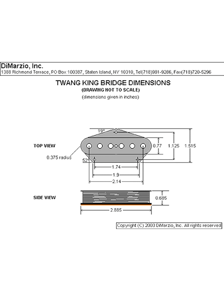 Dimarzio Capsula Guitarra Dp173 Bk Twang King Bridge Tele