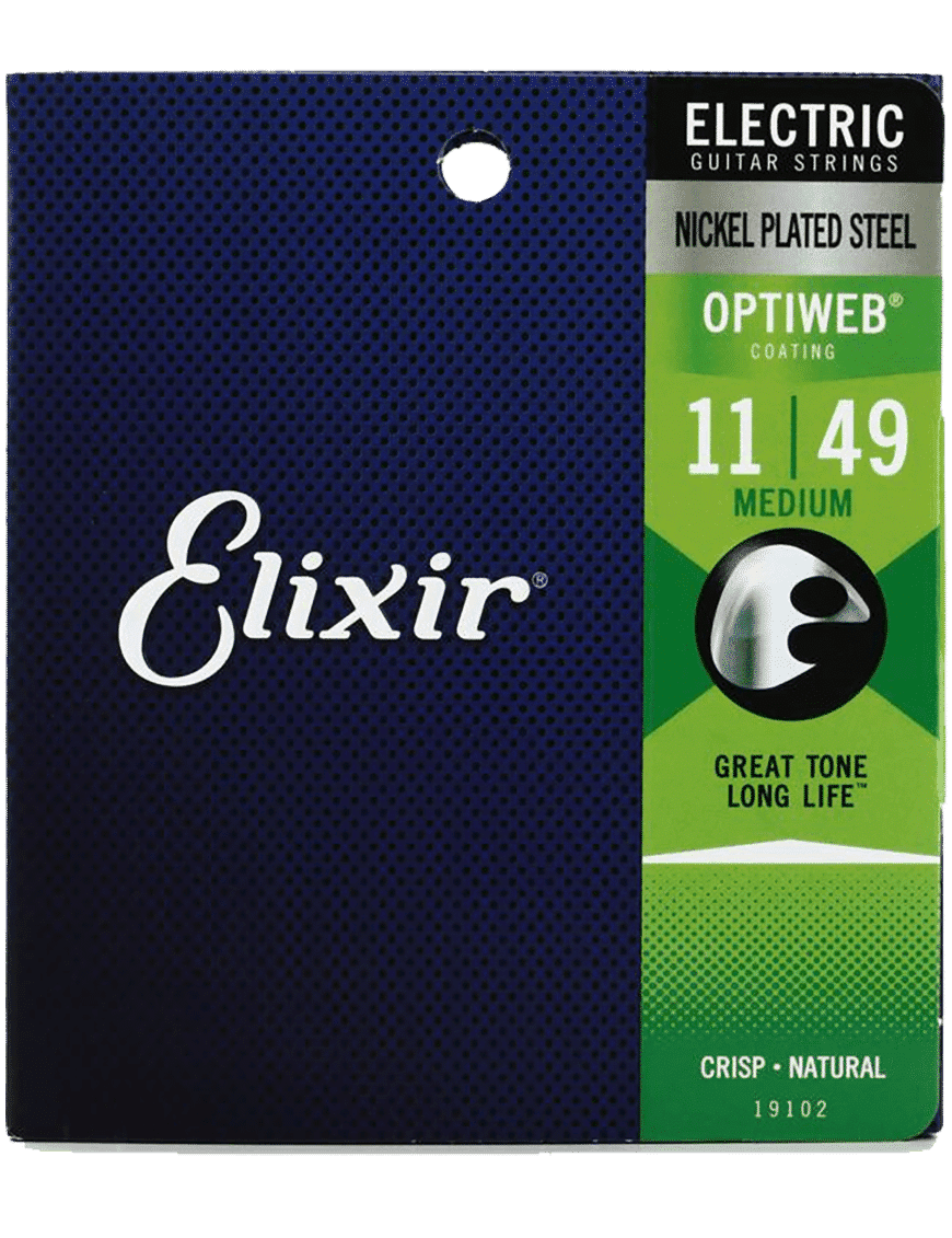 Elixir 19102 Cuerdas Guitarra Eléctrica 6 Cuerdas Recubiertas 11-49 Medium Nickel Plated Steel Optiweb