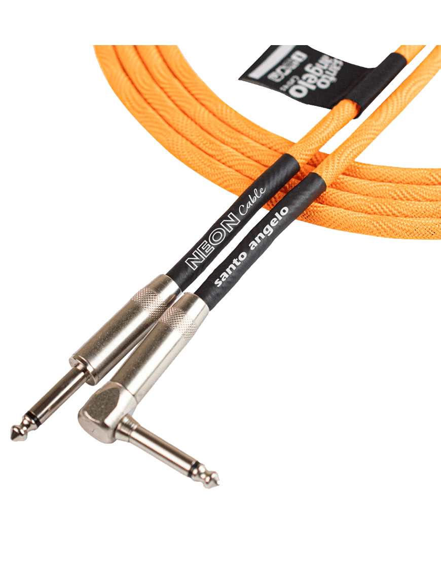 Santo Angelo® Neon Orange Cable Instrumentos Plug ¼" Recto A Plug ¼" 90° Ofhc | 3.05mt