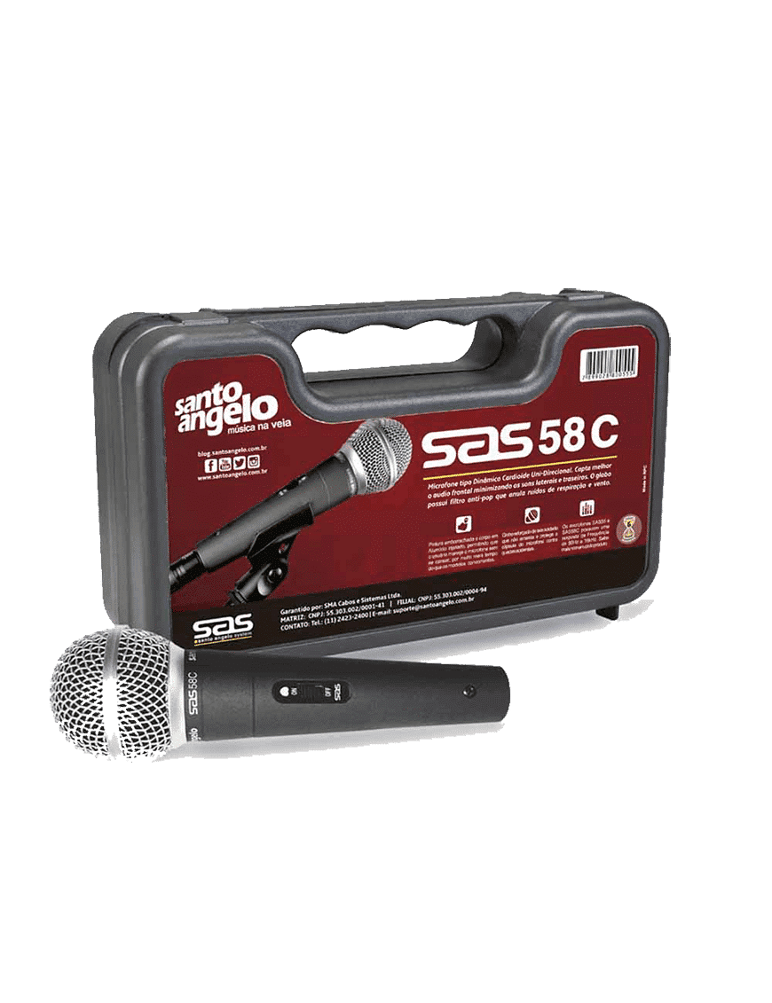 Santo Angelo Sas58c Micrófono Vocal Dinámico Switch Clip Case