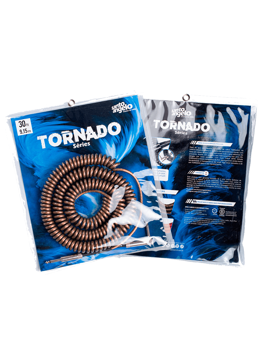 Santo Angelo® Tornado Cobre Cable Instrumentos Plug ¼" Recto A Plug ¼" 90º Ofhc | 9.15mt