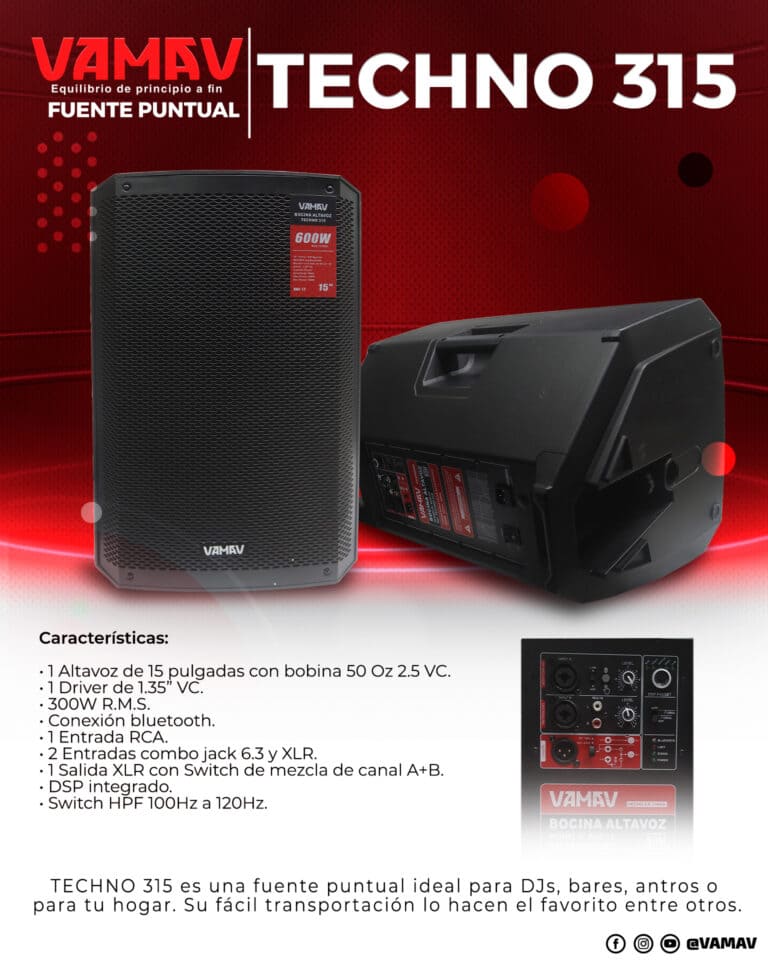 Vamav Techno 315 Caja Activa 15″ Bluetooth 300w Rms