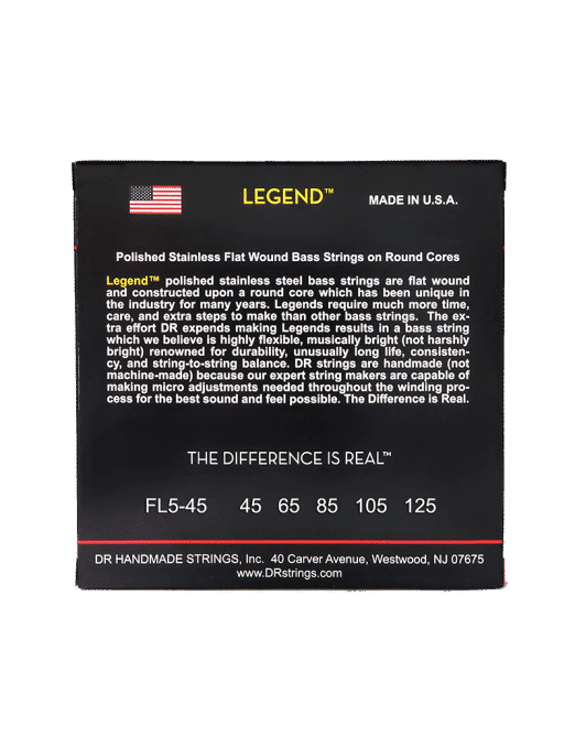 Dr Cuerdas Bajo Eléctrico 5 Cuerdas Legend™ Fl5-45 Flat Medium 45-125