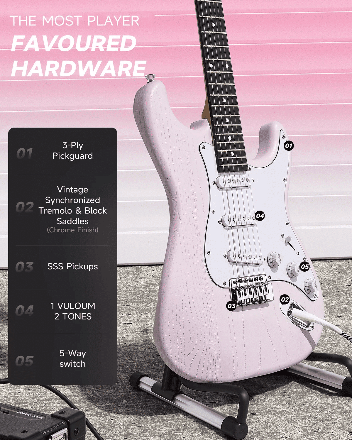 Donner Dst-80 Kit De Guitarra Eléctrica Con Amplificador