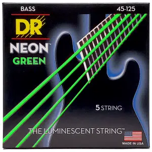 Dr Neon™ Ngb5-45 Cuerdas Bajo Eléctrico 5 Cuerdas Neón Green 45-125 Medium Color: Verde