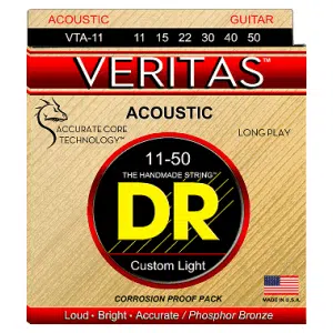 DR Cuerdas Guitarra Acústica 6 Folk Cuerdas VERITAS™ VTA-11-50 Custom Light