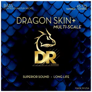 DR Dragon Skin+™ 45-125 Multiescala Cuerdas Bajo Eléctrico 5 Cuerdas Nickel Recubiertas