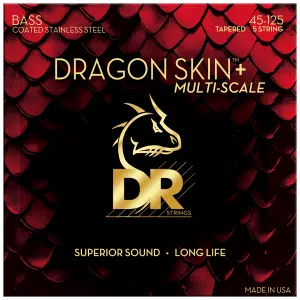 DR Dragon Skin+™ 45-125 Multiescala Cuerdas Bajo Eléctrico 5 Cuerdas Acero Recubiertas