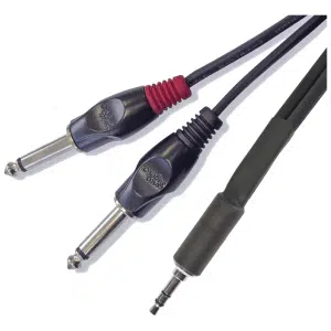 Santo Angelo® AC14 1.8mt Cable Audio 1Mini Plug ⅛" a 2Plug ¼" OFHC