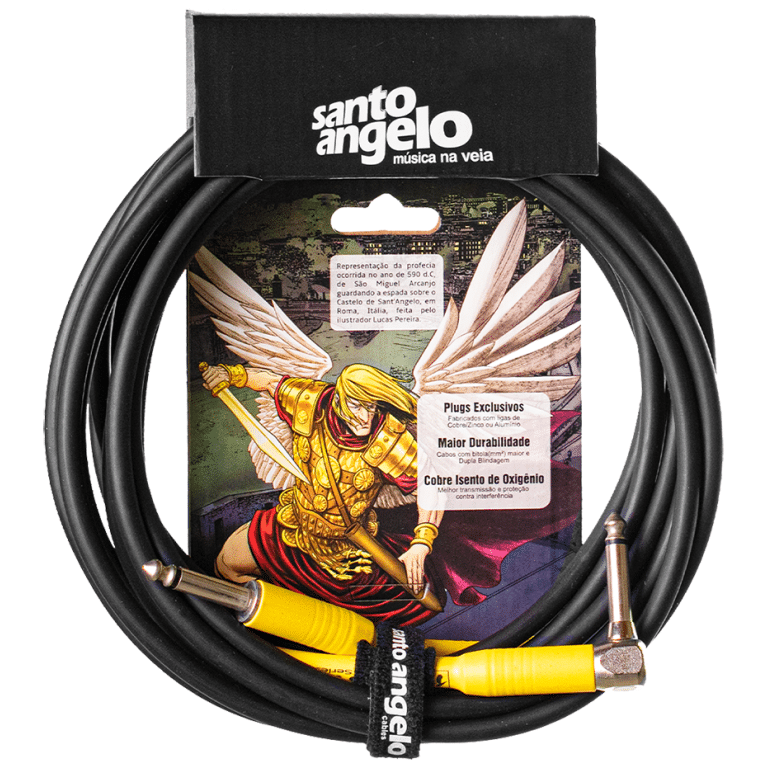 Santo Angelo® SAMURAI 3.05mt Cable Instrumentos Plug ¼" Recto a Plug ¼" L 90° OFHC