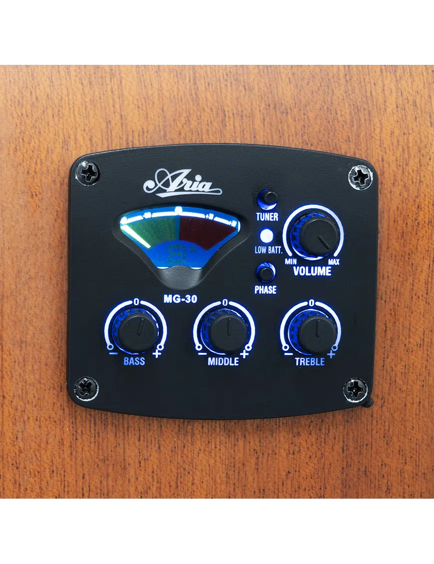 Aria® AD10CE Guitarra Folk Electroacústica Cutaway con Funda | Tobacco Sunburst - Imagen 4