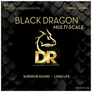 DR BLACK DRAGON™ 30-125 Multi-Escala Cuerdas Bajo Eléctrico 6 Cuerdas Recubiertas